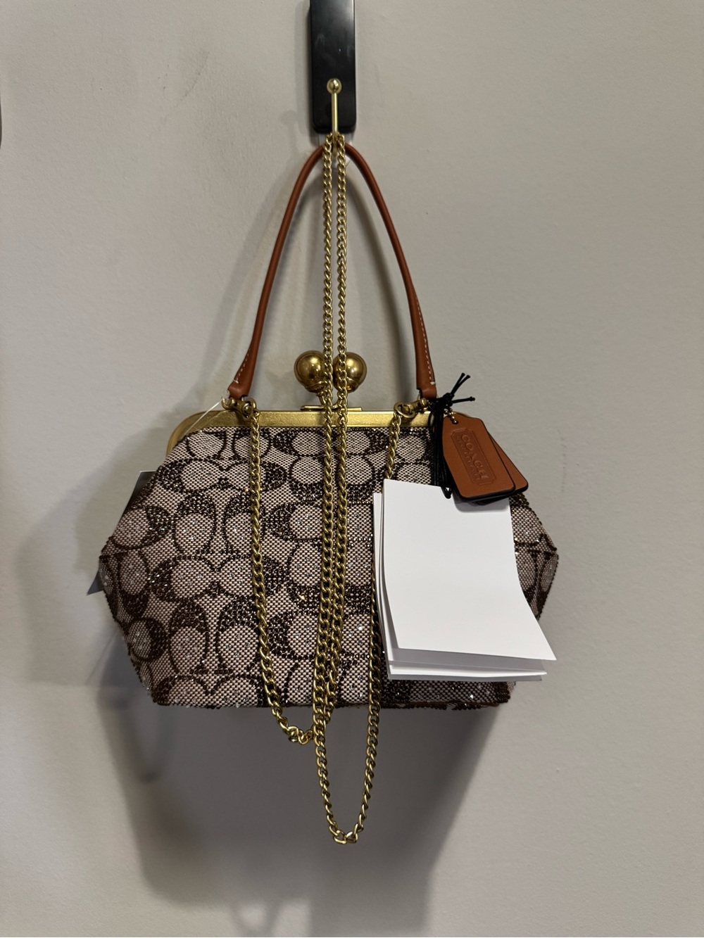 Coach Kisslock Frame Bag 16 in Signature Crystal Monogram - Picture 9 of 9